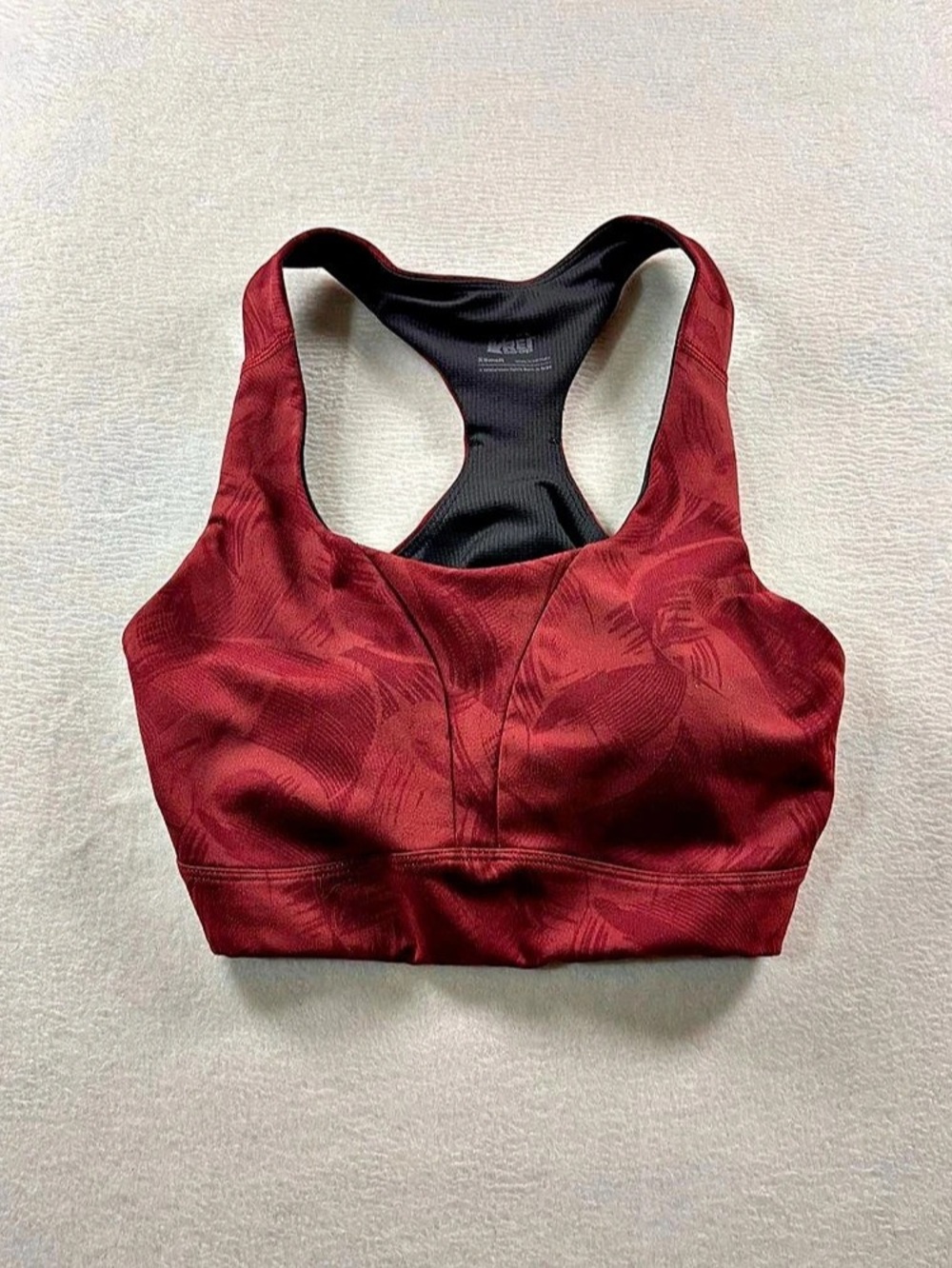 REI Co Op Racerback Sports Bra in Red & Black Size XS Like New